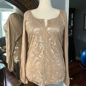 Knox Rose Target Sequin Overlay Tan Top